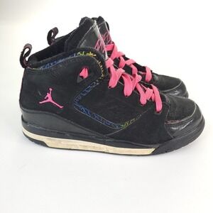 Nike Air Jordan Flight SC2 Shoes Child 2.5Y Rainbow Leopard Black Pink High Top